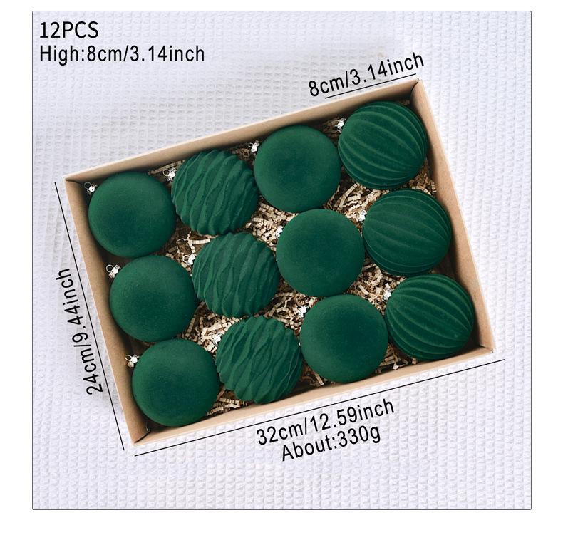 8cm Velvet Dark Color Flocked Christmas Tree Ornaments