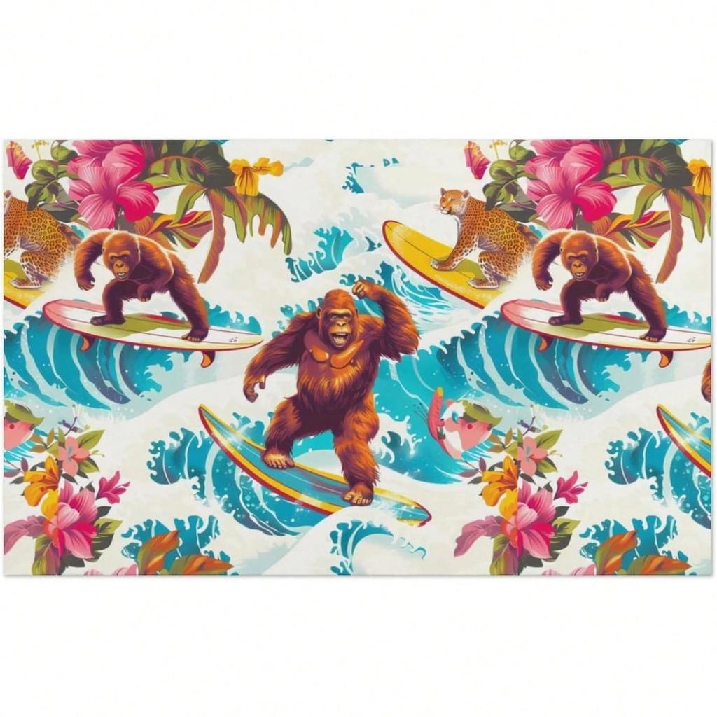 Gorilla Surfing Beach Towel – Premium Microfiber,Soft,Absorbent, Quick Dry – Beach, Pool, Travel –Animal Print Towel for Adults