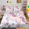 Unicorn Printing Bedding Cover Set Cute Duvet Cover Hot Sale Home Bed Clothes Boys Girls Bedroom Decor Single Double Size Bed Set
