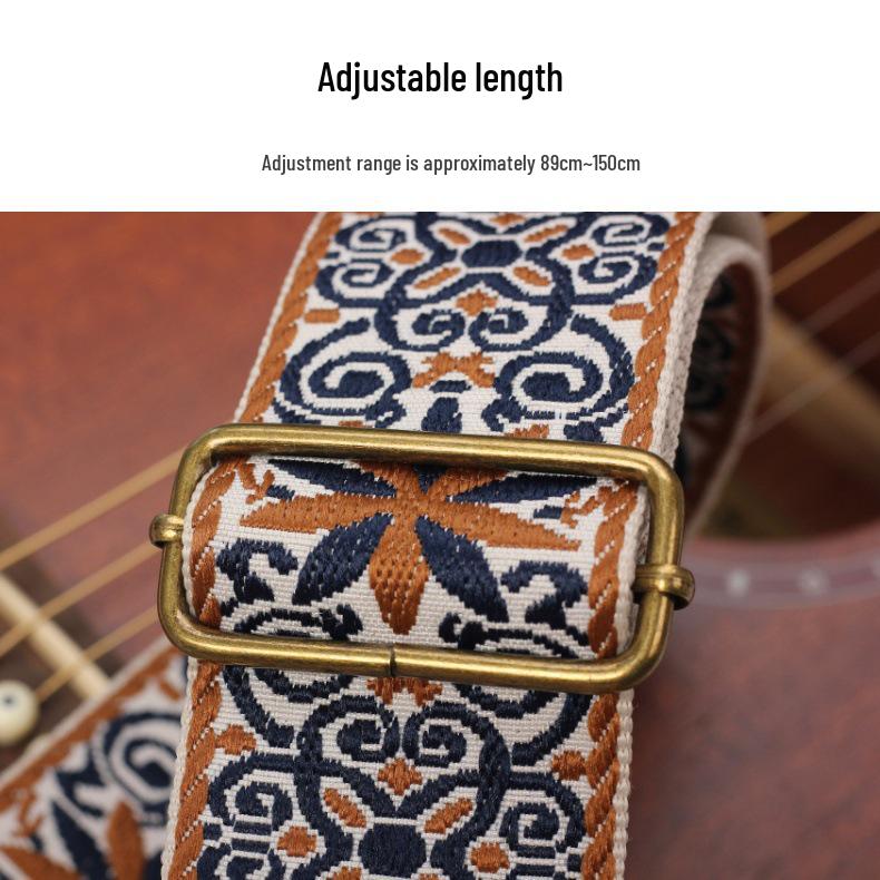 Thickened Embroidered Guitar Strap Set for Acoustic & Electric Bass
