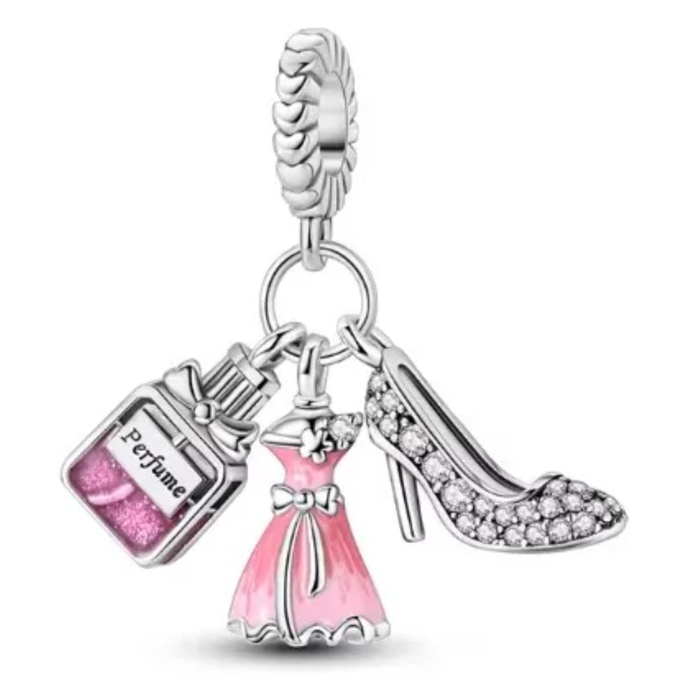 Pure Silver 925 Bracelet for Women Fashion Jewelry with High Heels Sandals Pendant Beads Original Charms