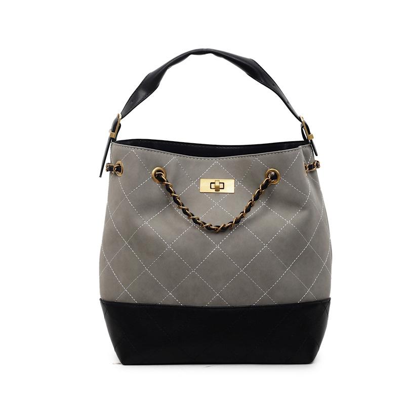 Retro Contrasting Shoulder Bag Women's Large-capacity Commuter Tote Bag New Versatile Chain Handbag