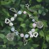 Handcrafted Beaded Bracelet with Heart Star Wing Pendant Wristband Pearls Bowknot Bracelet Adjustable Chain Jewelry Gift