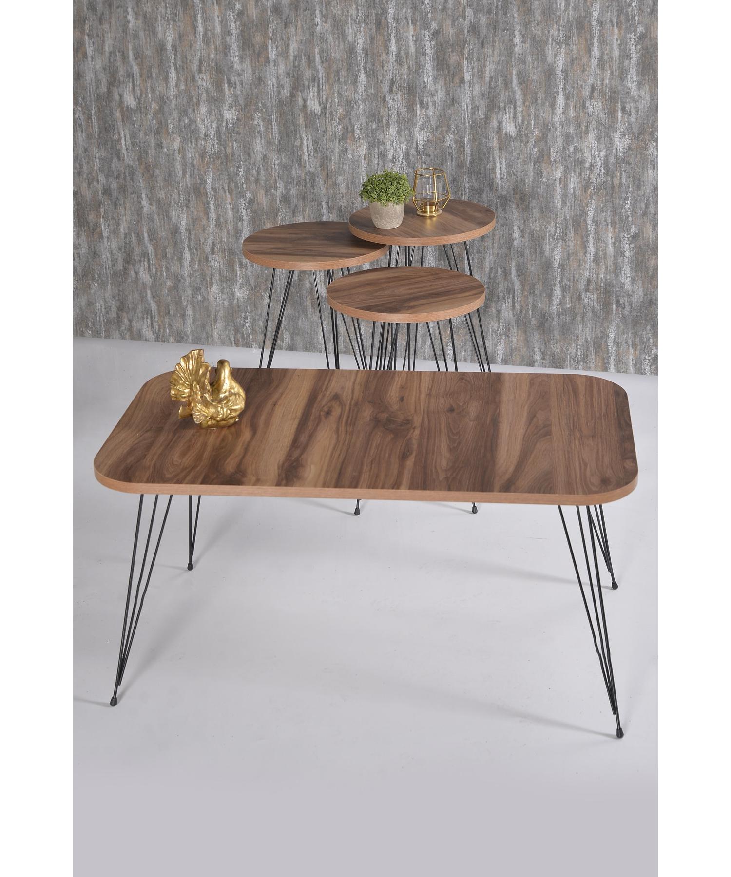 

Center Table And Nesting Table Walnut Set Wire Leg Kr