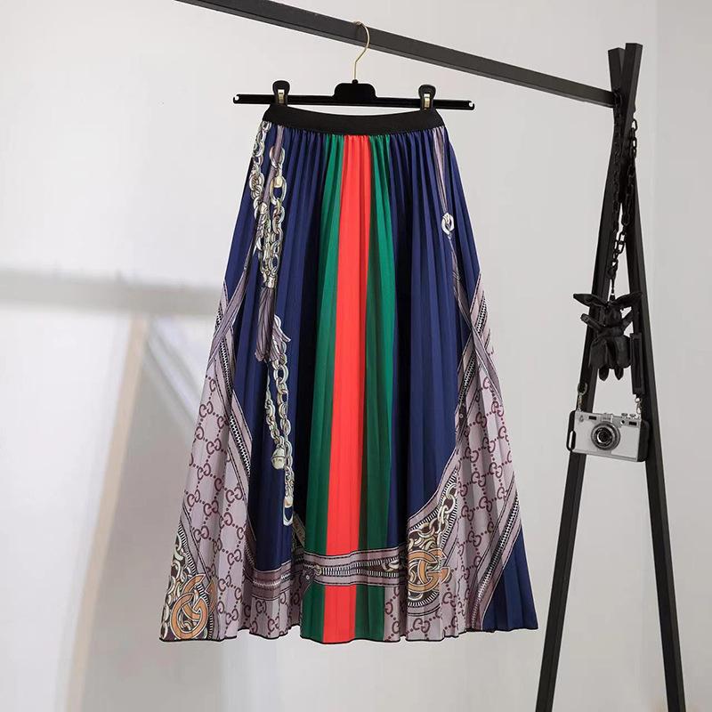 EBA abbigliamento donna primavera estate gonna di media lunghezza gonna plissettata gonna donna vita alta e sottile