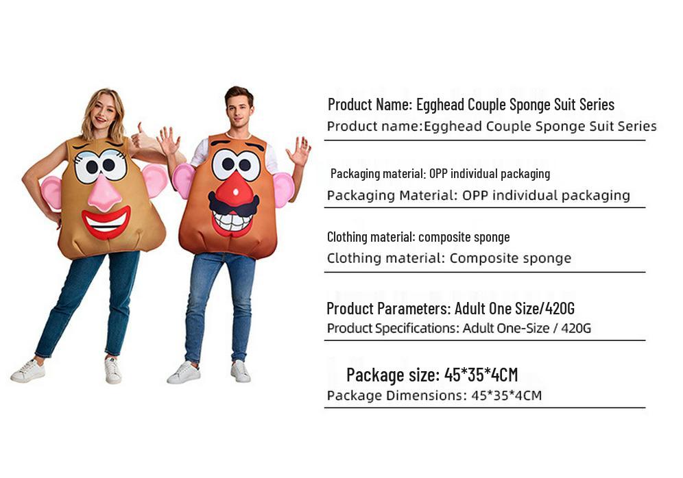 Toy Story Mr. & Mrs. Potato Head Couples Costume for Halloween Parent-Child Party.