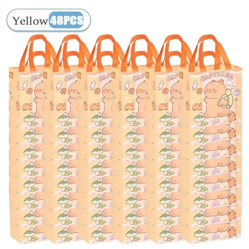 12-48PCS Cute Cartoon Capybara Tote Bag Non-Woven Fabrics Candy Gift Bag Portable Handbag Foldable Shopping Bag Party Supplies