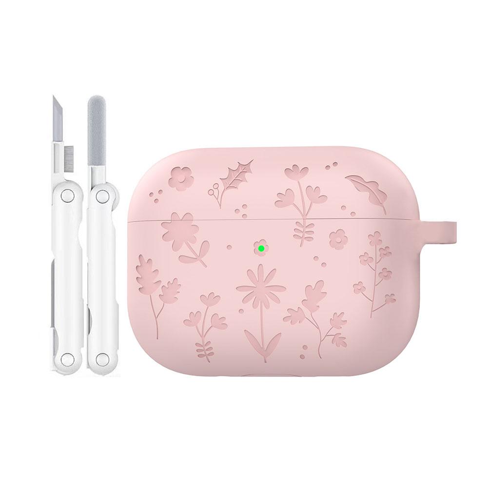 Cute Soft Silicone Case Compatible with airpodspro3 3D Flower Cartoon Cover with Keychain Cleaning Kit Protective Case