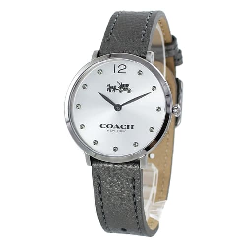 Coach Women's Easton Dark Gray Leather 35mm Watch with Gray Case and Silver Dial (14502686)