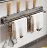 Porta coltelli da cucina pieghevole da parete senza fori con supporto a ventosa multifunzionale in acciaio inossidabile
