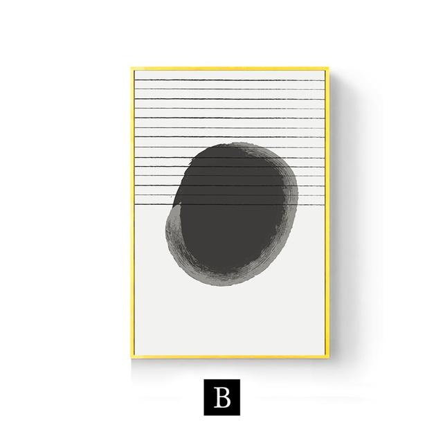 Geometric Abstract Canvas Painting Black Ink Line Wall Art Poster and Print Pictures Noridc Minimalism Living Room Home Decor