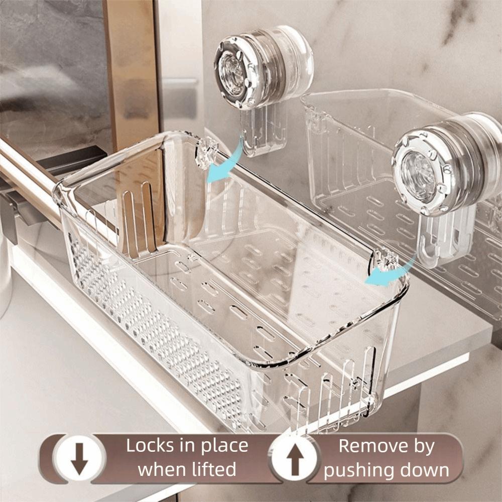 Transparent Draining Basket Large Capacity Wall Mounted Storage Rack Makeup Organizer  for Home