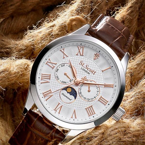 Saint Scott ST7502M-SSS Helios Sun & Moon Diamond Men's Metal Watch