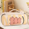 Cartoon Cute Capybara Pencil Case With Handle Portable Pen Bag Student Stationery School Supplies Large Capacity Storage Pen Box