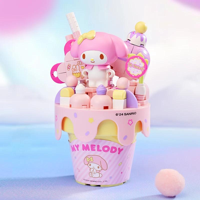 

Sanrio Series Ice Cream Cone Assembling Bricks Hello Kitty Kuromi Pochacco Cinnamoroll Bricks Model Desktop Display Kids Toy Sets Perfect Gift No Box