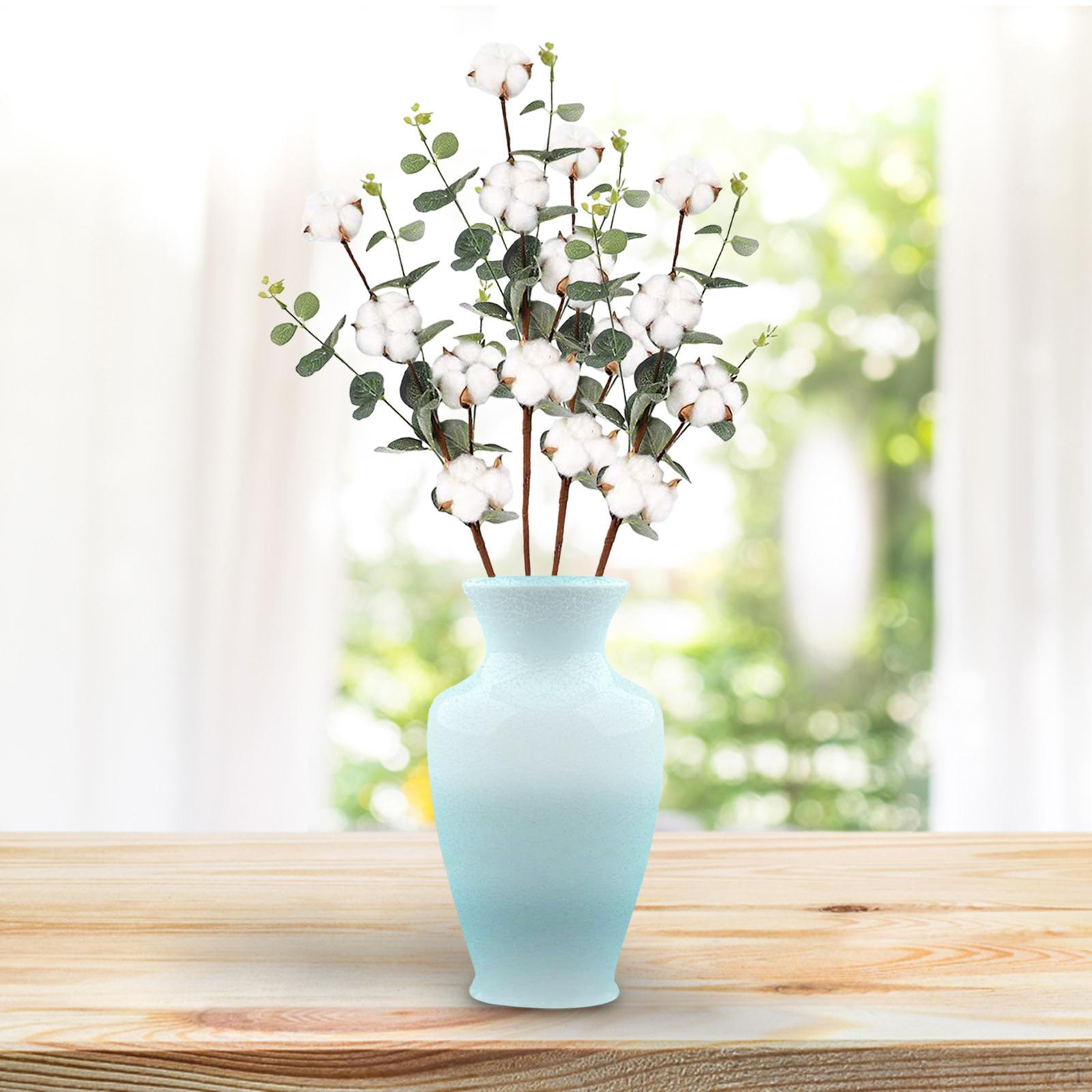 

21 Cotton Stem with Eucalyptus Leaves, Stems Farmhouse Decoration, Flowers Branches