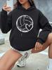 2025 Autumn and Winter Women's Volleyball and Heart Pattern Hooded Sweatshirt Pullover Casual Volleyball Hoodie Personality Y2K