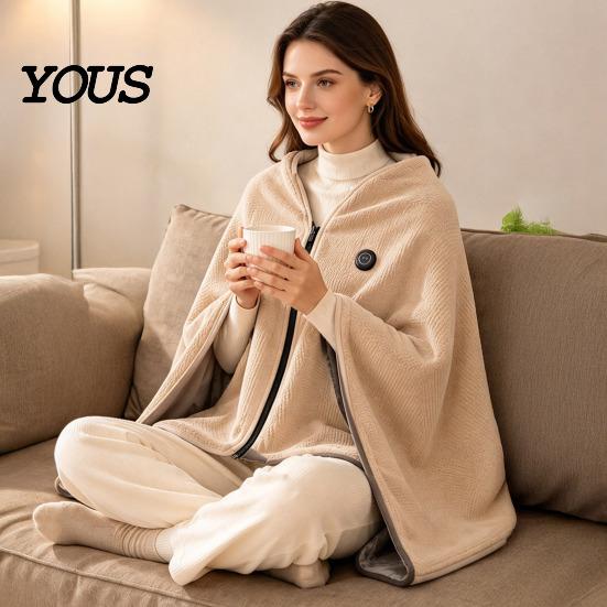 Verwarmende Sjaal voor Vrouwen Grafeen Wrap, USB Oplaadbare Snoerloze Verwarmingsdeken met 3 Herfst Winter Cadeau Mama Warmteniveaus, Wasbare Poncho Thuis Kantoor
