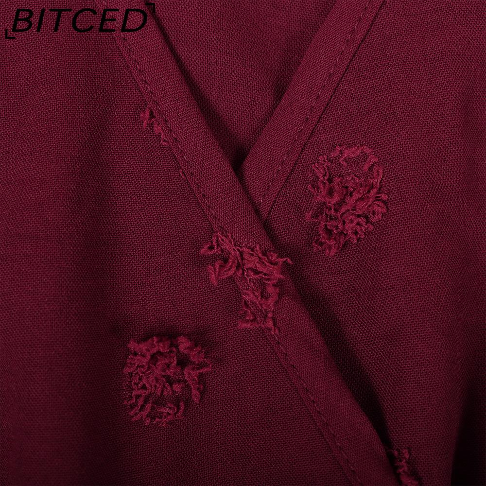 BITCED Herbst/Winter Einfarbiges Casual-Kleid mit weitem Saum Damen Langkleid