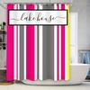 Lake House Shower Curtain Modern Striped Design with Fresh Color Scheme for Bathroom Decorations Pink Gray White Yellow Black Cu