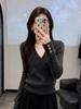 Women's French Wool V-Neck Sweater - 2026 Autumn/Winter Fashion, Solid Color, Versatile As a Standalone or Base Layer.