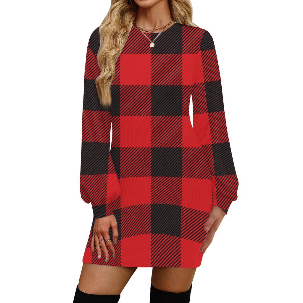 Women's Fashion Casual Round Neck Long-Sleeve Dress