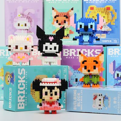 Disney Anime Πριγκίπισσα Κτίσιμο Μπλοκ Stitch Mickey Mouse μίνι Φιγούρες Δράσης Παιχνίδια Μπλοκ Τούβλα Συναρμολόγηση Παιχνίδια Παιδικά Δώρα