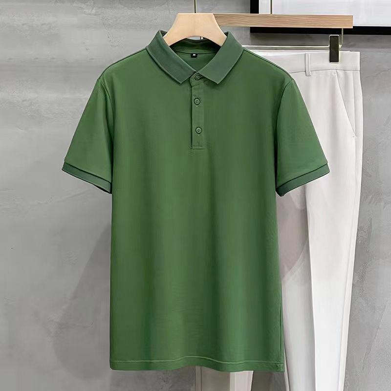 

Turn-down Collar Business Casual Fashion T-Shirts Pullovers Temperament Simplicity Solid Button Short Sleeve Men s Clothing 2026 5XL армія зелений колір