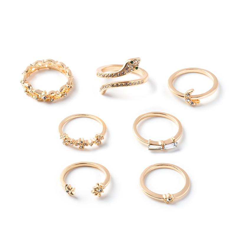 Bohemian Ring Set Wholesale Jewelry Star Moon Jewelry Alloy Snake Ring Set