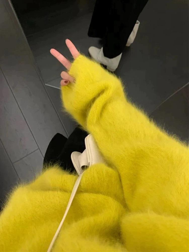 Luxurious Soft Rabbit Fur Sweater - Women's Loose Knit Pullover for Autumn & Winter