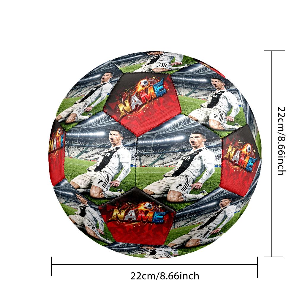 CR7 Ronaldo's Portugal's Cristiano Ronaldo Customizable Name Size 5 Soccer Ball Machine-Stitched Indoor/Outdoor Universal Football