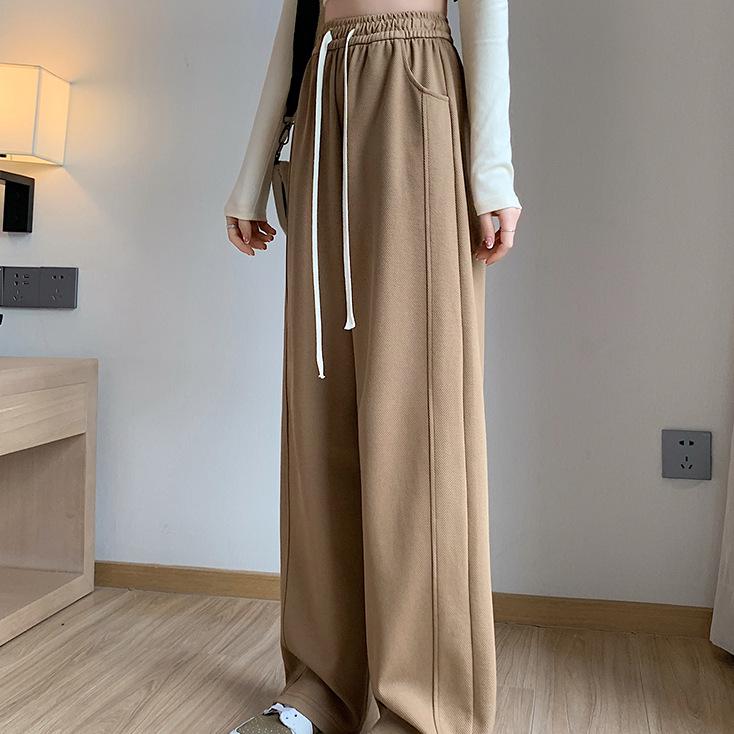 Women s White Loose Drape Straight-Leg Casual Pants for Petite - Spring/Summer Wide-Leg Banana Style XL (120-135 jin)