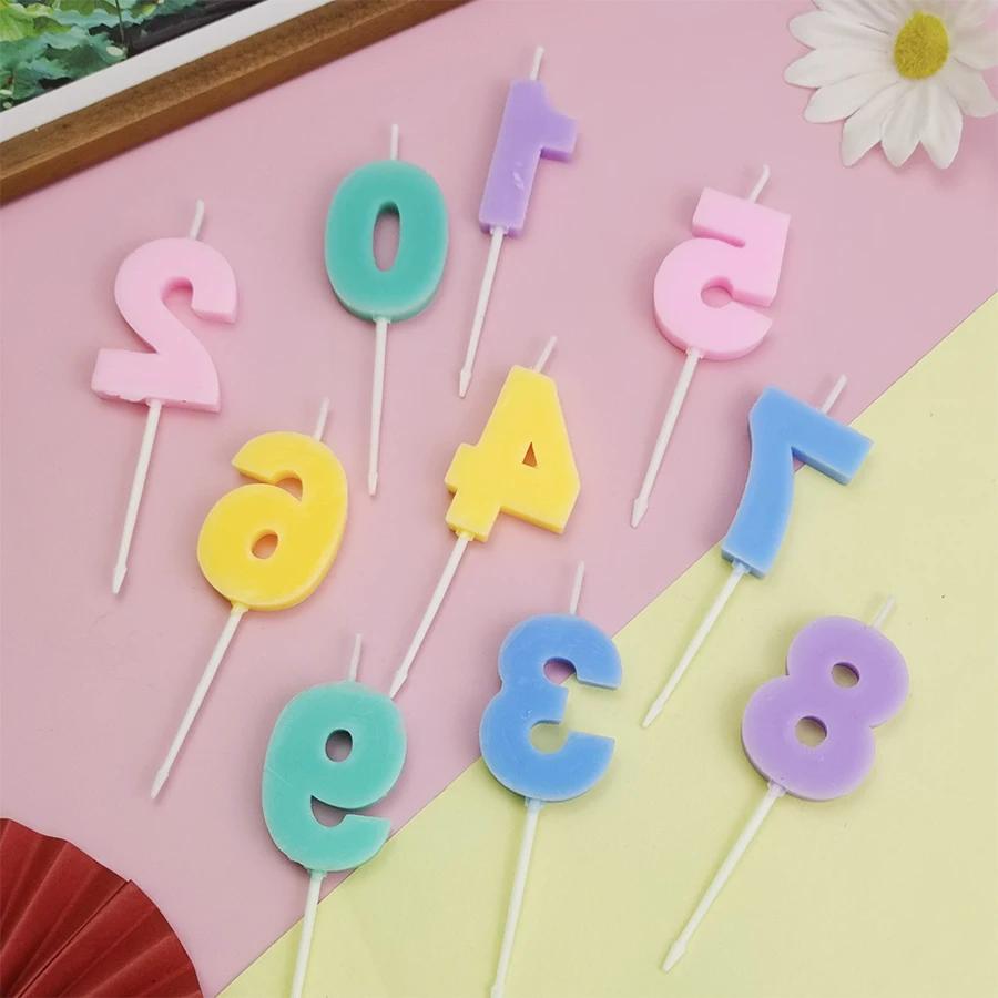 Candy Colored Happy Birthday Number Candle Children's Party Creative Cartoon Jelly Colored Valentine's Day Activity Candle