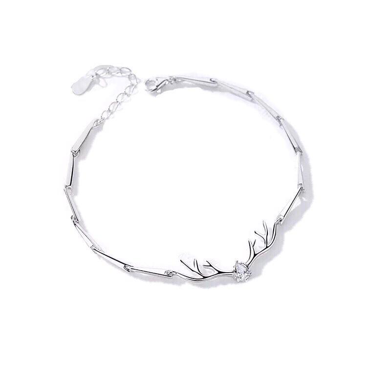 S925 Sterling Silver Deer Antler Bracelet for Women - Valentine's Day Gift for Girlfriend