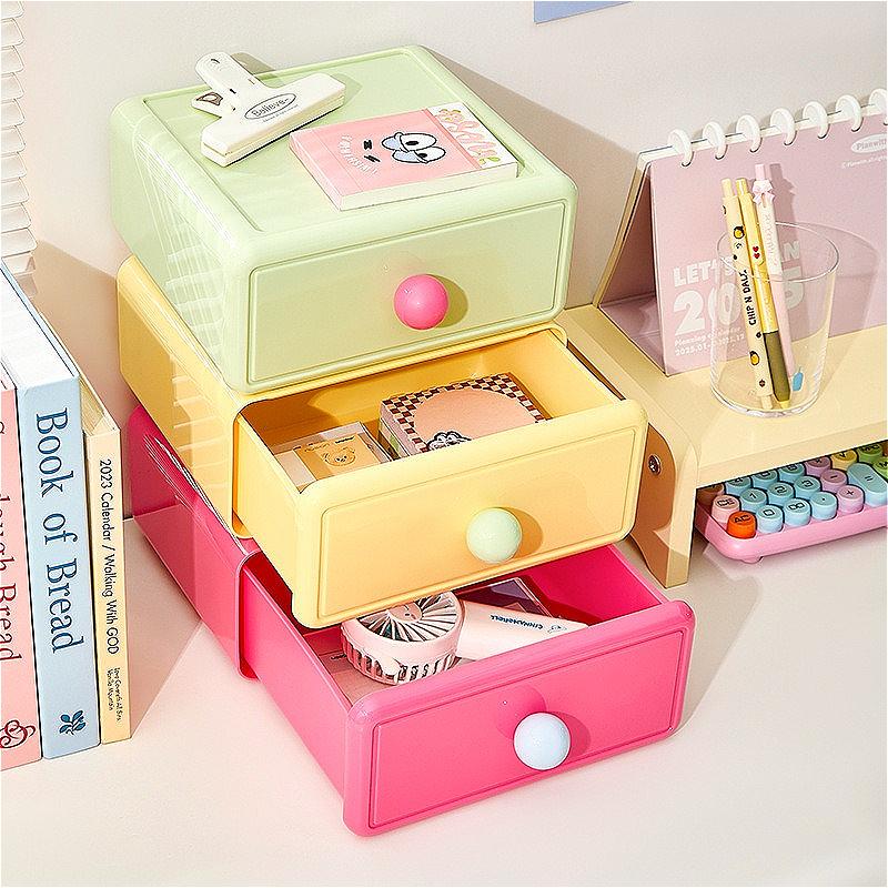 Desktop Drawer Organizer Multi-Color Storage Box, Large Capacity Stationery Holder for Office Home School