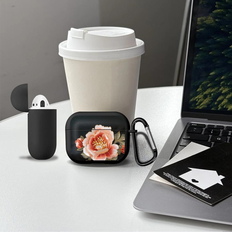Case For Airpods 4 Pro3 2 3 Pro 1 Pro2 Earphone Cases Cover Richly Colored Peony Flowers