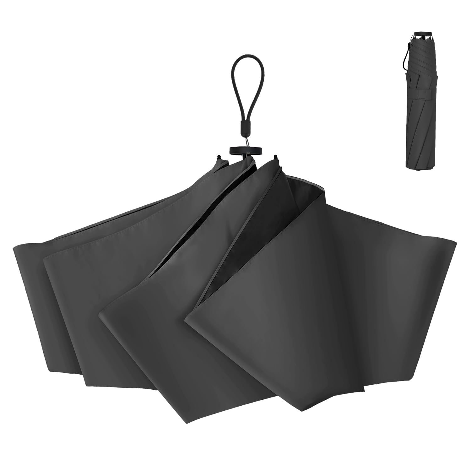 

JIS Защита от УФ-излучения Легкий Складной Зонт-парасоль с Блокировкой Света и Теплоотражающий Зонт от Дождя или Теплового Удара Солнца для Мужчин и Включает Чехол для Хранения чёрный
