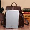 Genuine Waxed Leather Drawstring Women Backpacks Flap Ladies Travel Bag Stylish Korean Girl's School Bags