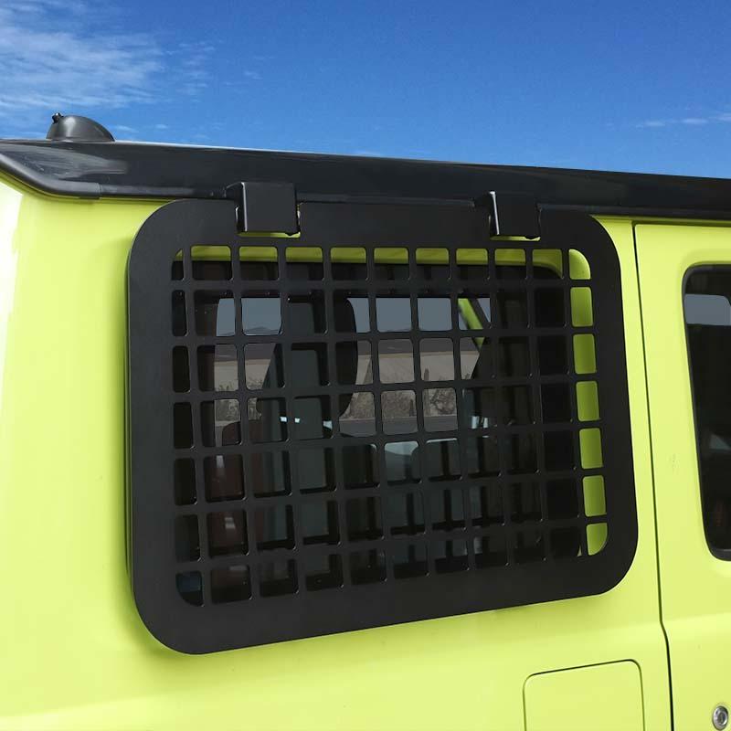 Car Rear Window Glass Armor Fences Vent Protective Frames Shelf  For Suzuki Jimny 2019 Up Car Accessorise ( Aluminum Alloy )