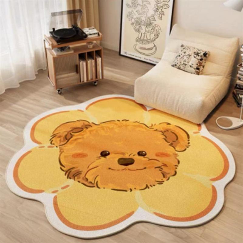 Bedroom Carpet Plush Cartoon Decoration Girl Room Bed Blanket Cloakroom Living Room Thick Imitation Cashmere Round Mat