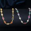 WWJ høy kvalitet rund regnbue Cubic Zirconia langkjede halskjede