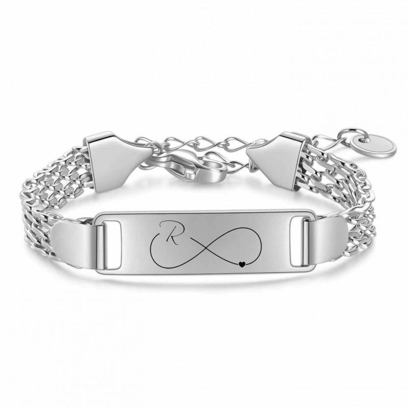 Stainless Steel 8mm Mesh Heart Infinity Alphabet Bracelet Kids Minimalist Geometric Charm Jewelry