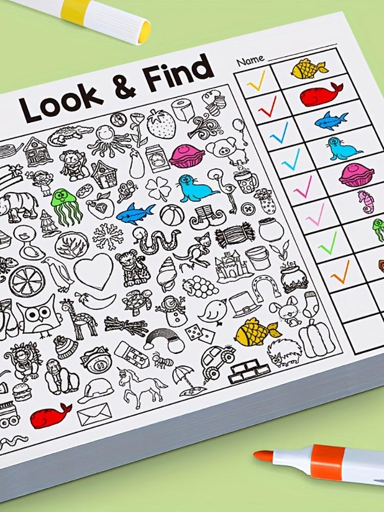 Children's Learning-Focused Toys Hidden Object Coloring Book Contains Over 100 Pages of Search and Content - Interactive &