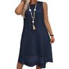 Women's Summer Dress Casual Sleeveless Crew Neck Midi Dress Holiday Travel Shift Sundress