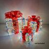 3 Pcs Christmas Lighted Gift Boxes Pre Lit Present Boxes with Bow And LED Light for Indoor Home Party Lawn Decor