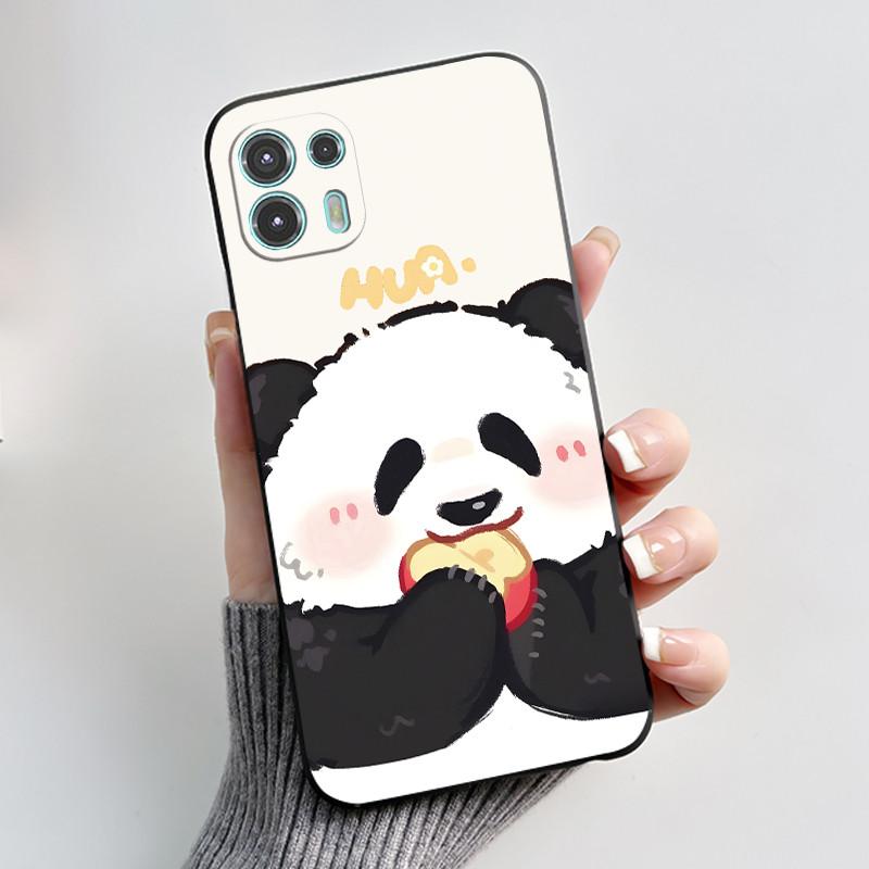 For Motorola Edge 20 Lite Case XT2139-1 Pretty Girl Cute Heart Rabbit Black TPU Silicone Back Cover For Moto Edge 20 Fusion Case