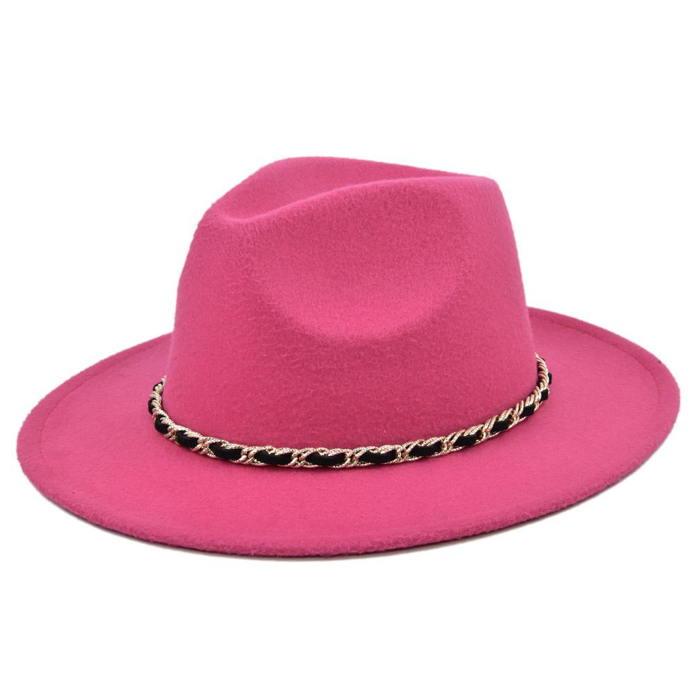 Chain woolen british retro jazz hat large brimmed hat woolen ancient large brimmed hat black hat