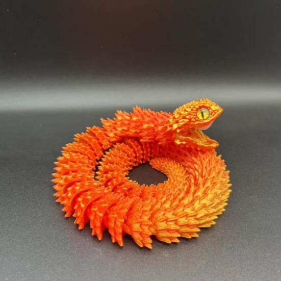 3D Printed Snake Articulated Toy, Flexible Jointed Serpent Figurine, Realistic Fidget Stress Reliever for Adults, Office Desk Decor Gift