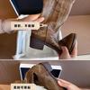 Vernietete Western-Cowboystiefel für Damen, Sommer, Vintage-Stickerei, V-Ausschnitt, spitz zulaufend, braun, dicker Absatz