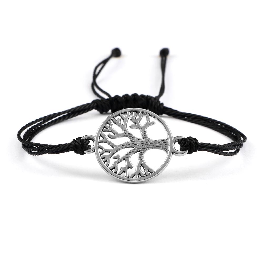 26Colors Wax Thread Braided Bracelets Charm Silver- Tree of Life String Bracelet Adjustable Bangles Friendship Gift Jewelry